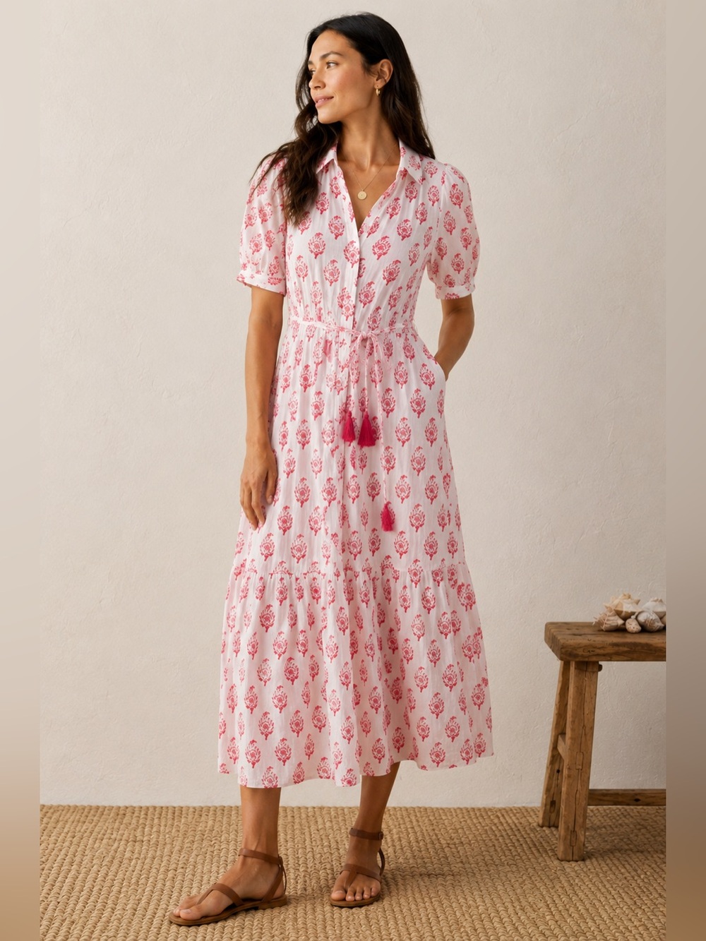 Roller Rabbit x Target Bouquet Floral Maxi Dress Pink White Size M